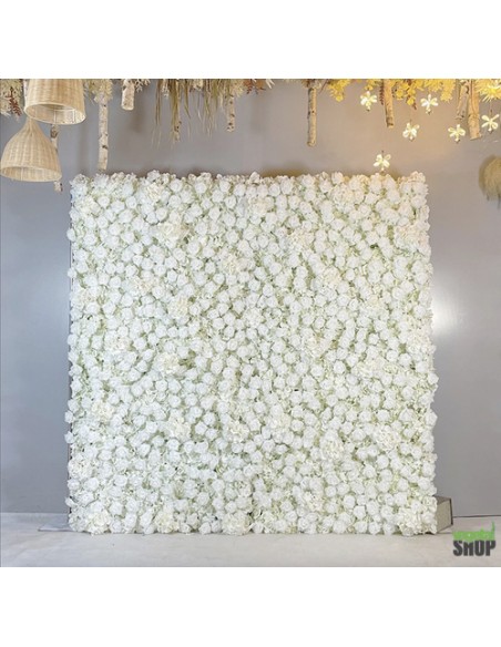 Mur FLEUR BLANCHE Lot 10+1 gratuite ARABELLA 60x40 cm décoration mariage salon coiffure beaute vegetal shop