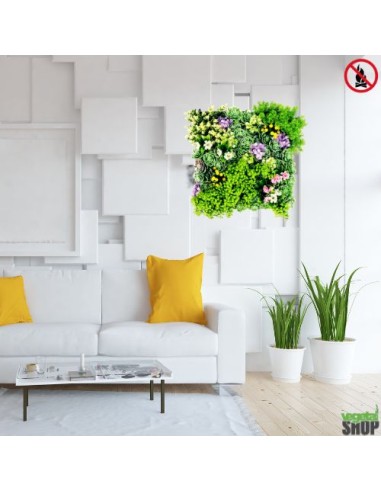 Tableau cadre FLEUR artificiel SUCCULIA 50cm ignifugé décoration institut beaute esthetique salon coiffure anti UV vegetal shop