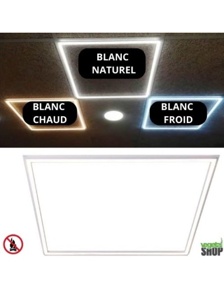 Dalle LED blanche NATUREL Lot 2 pour faux-plafond ignifugé 60x60 Vegetal Shop