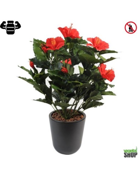 Fleur X12 hibiscus rouge Plante artificielle ignifuge anti feu vegetal shop