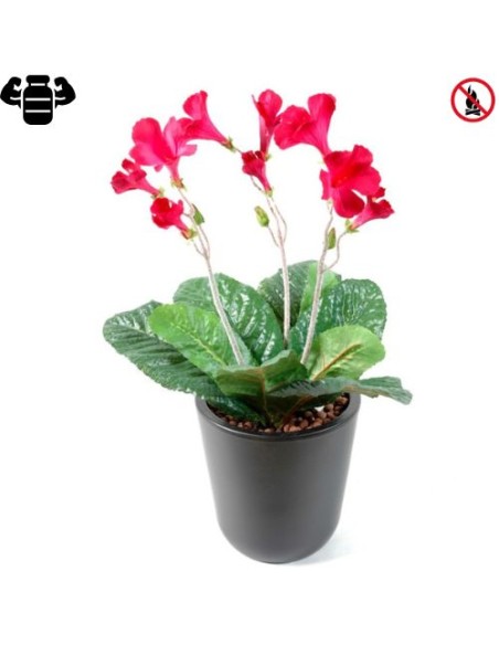 Fleur X12 streptocarpus rouge Plante artificielle ignifuge anti feu vegetal shop